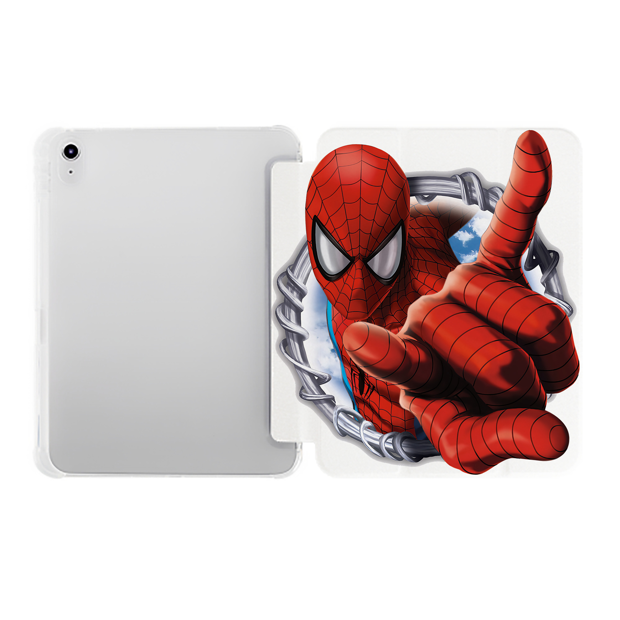 （画像用） Spider Man スパイダーマン IPad ケース ペン収納付き 三つ折りスタンド PUレザー×シリコン 対応機種9.5/10.5/10.9インチ
